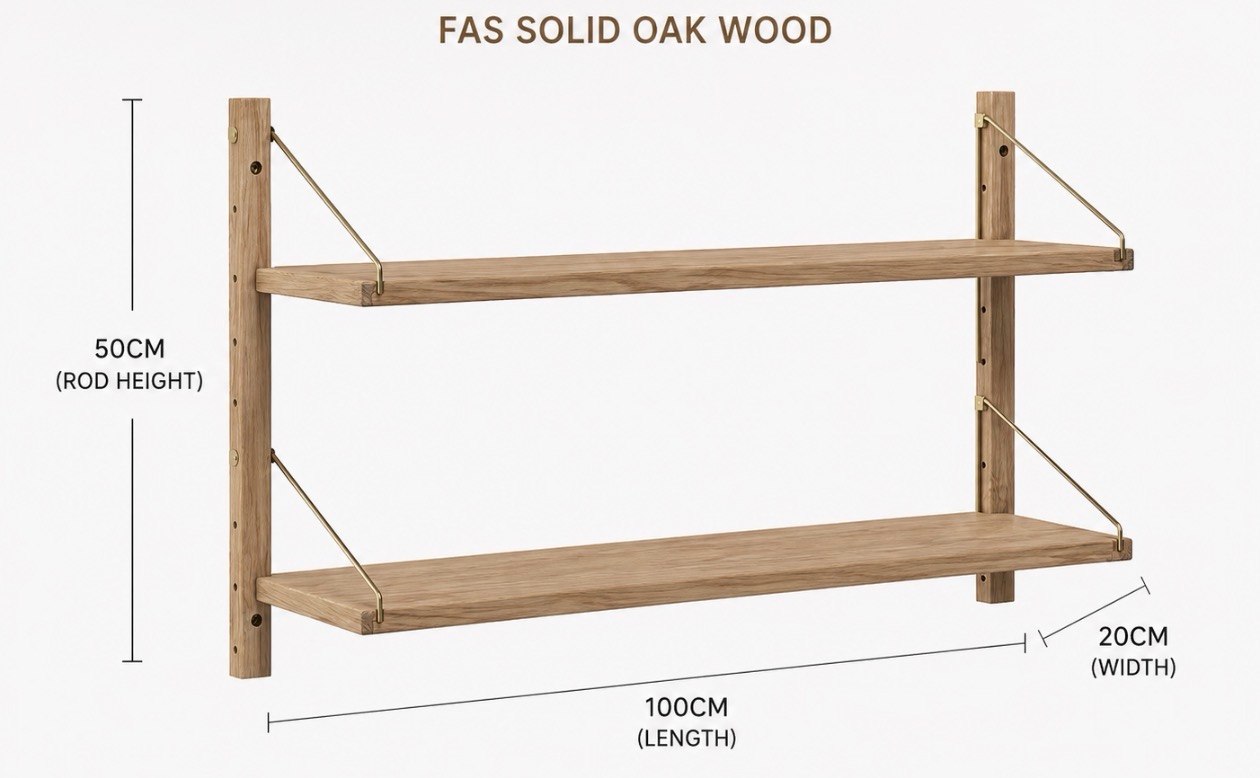Oak Wood Modular Shelving System