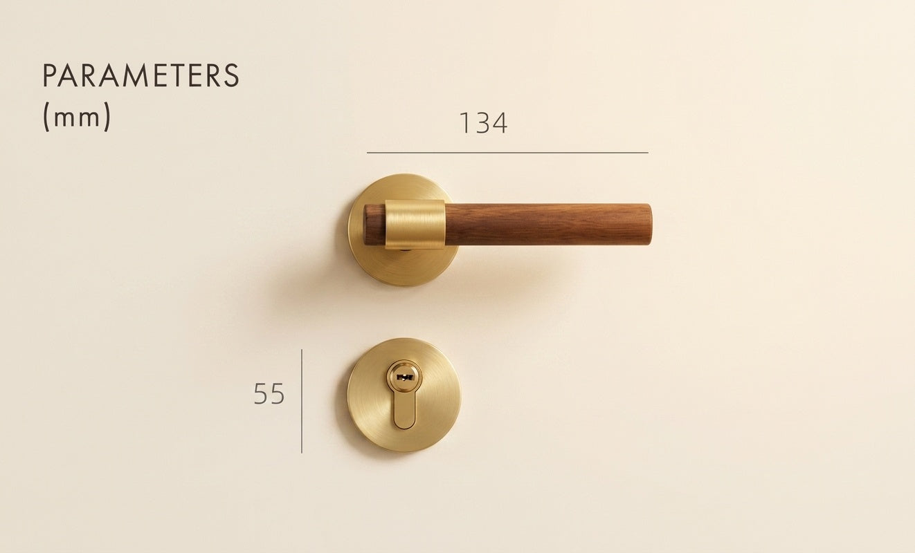 Walnut & Antique Brass Door Lever Set