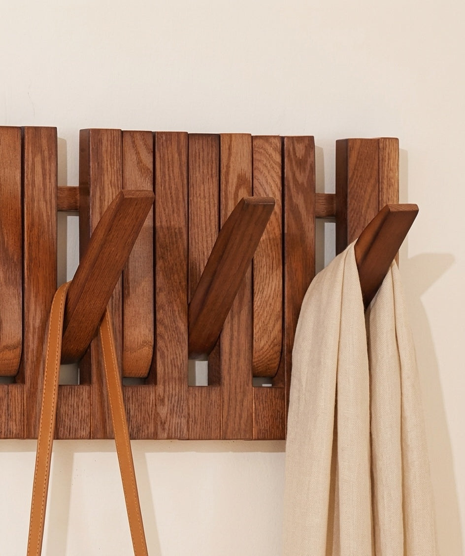 Walnut Wall-Mounted Coat Rack