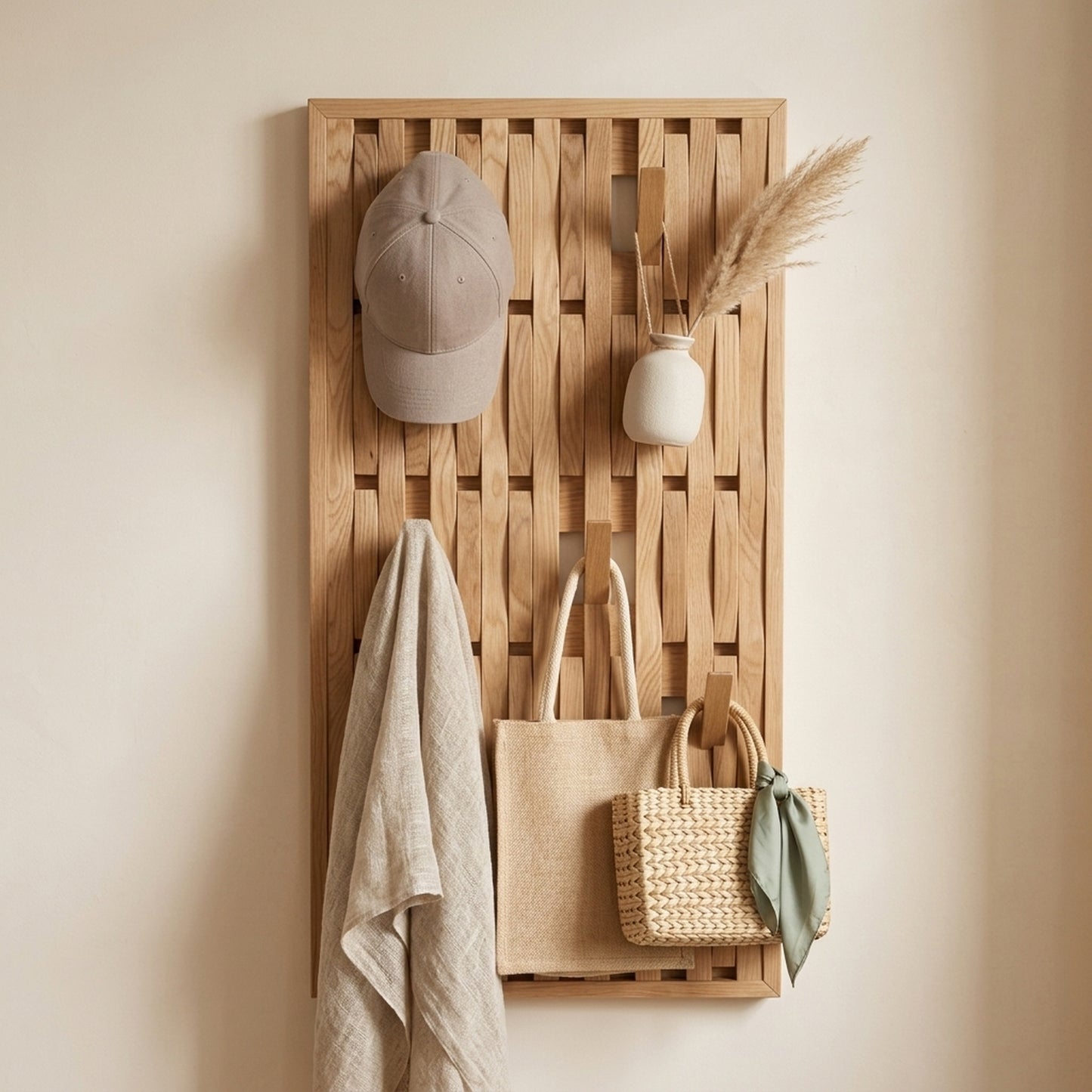 Solid Red Oak Foldable Wall Rack