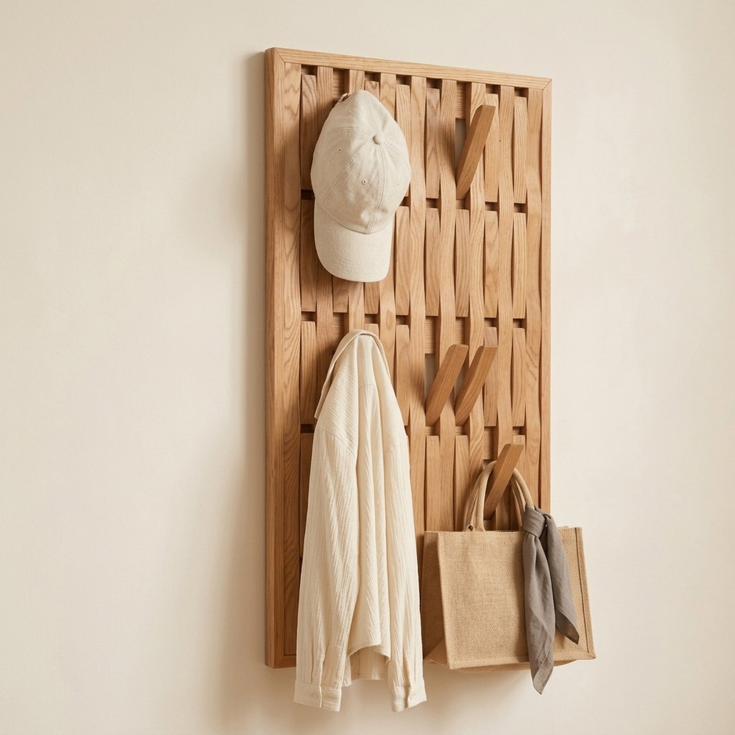 Solid Red Oak Foldable Wall Rack