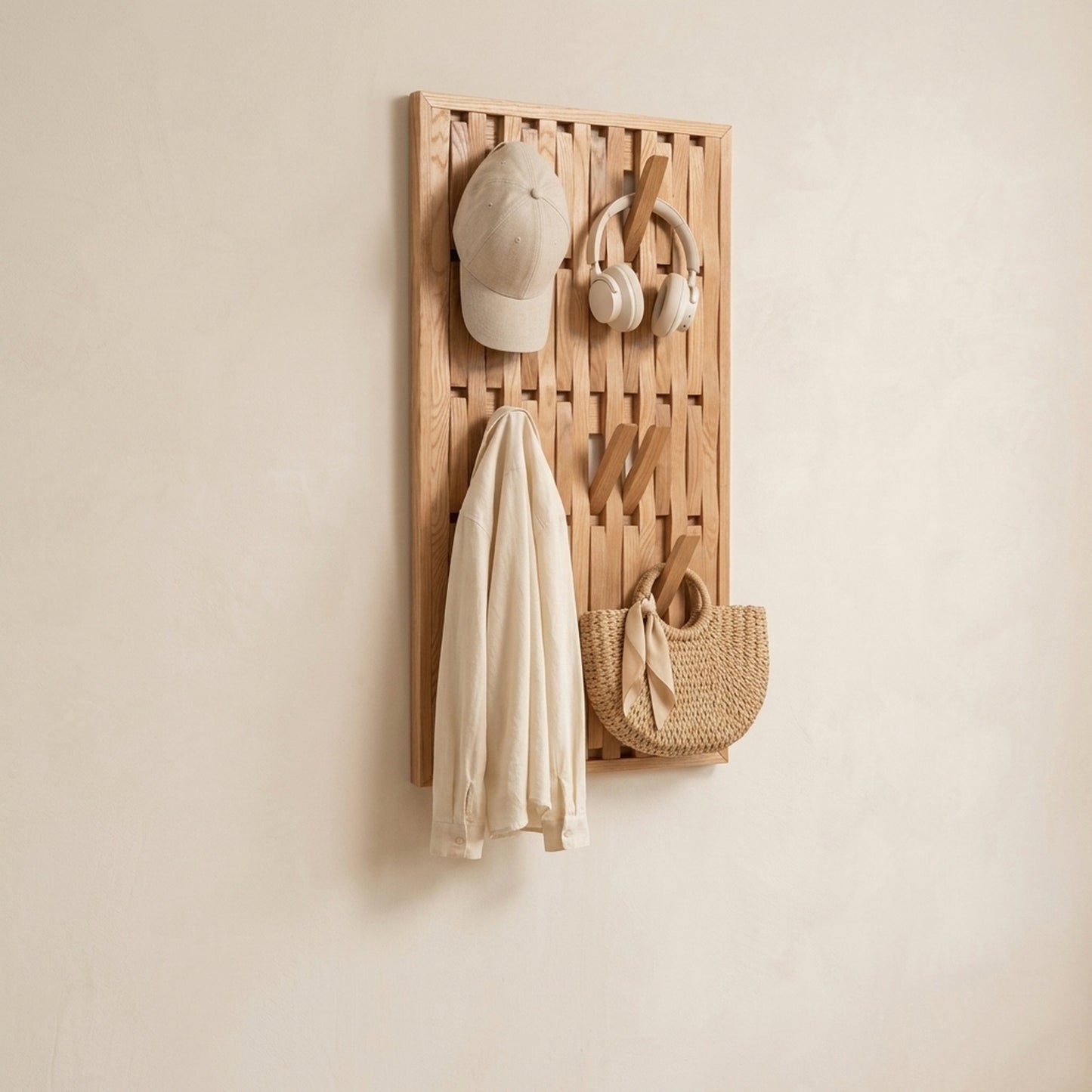 Solid Red Oak Foldable Wall Rack