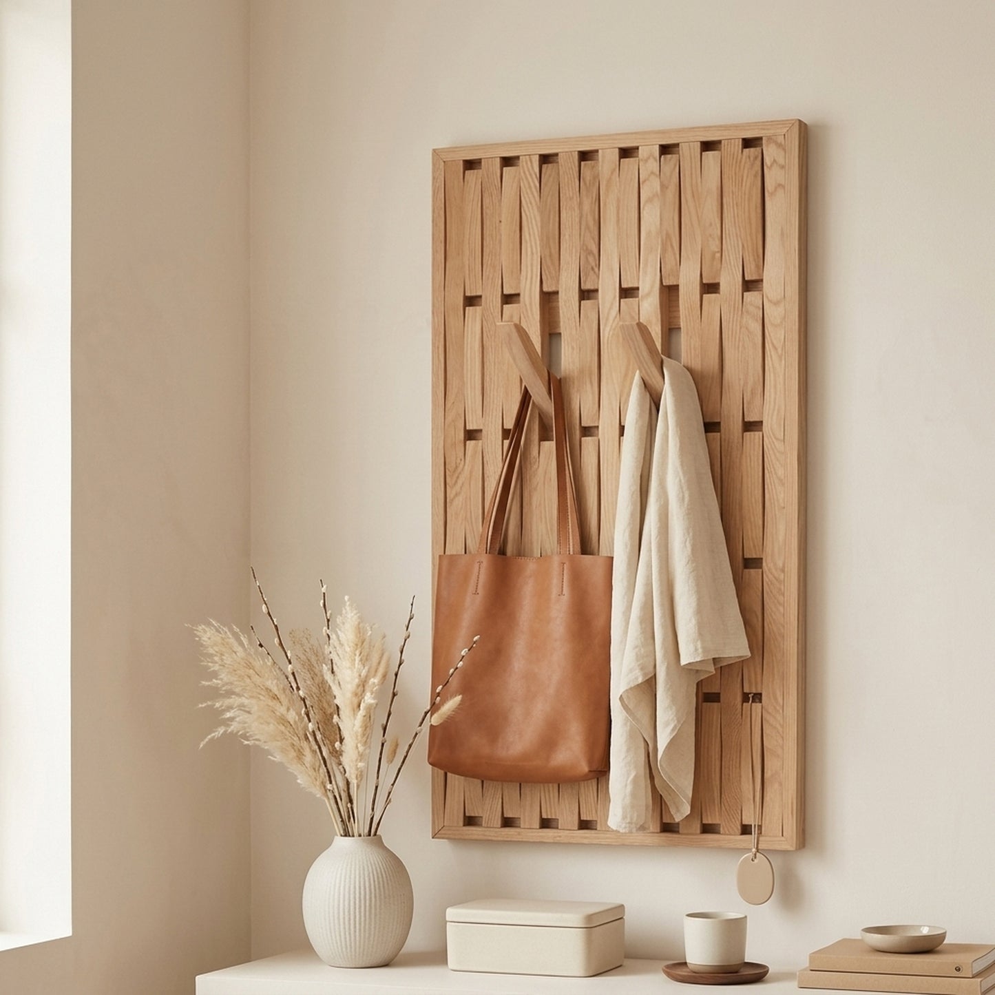Solid Red Oak Foldable Wall Rack