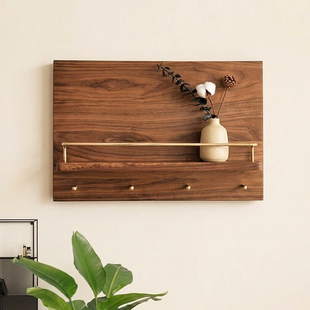 North American Walnut Meter Box Cover Shelf