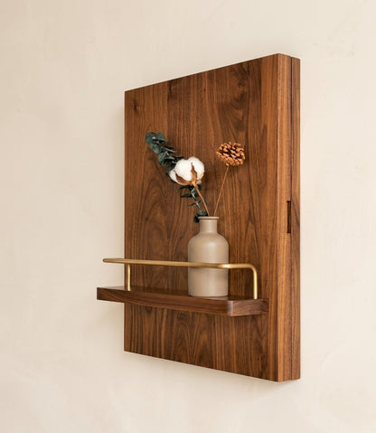 North American Walnut Meter Box Cover Shelf
