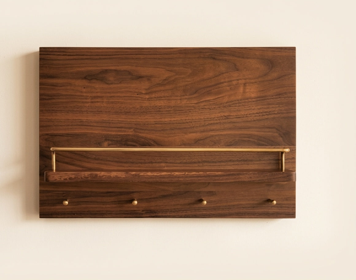 North American Walnut Meter Box Cover Shelf