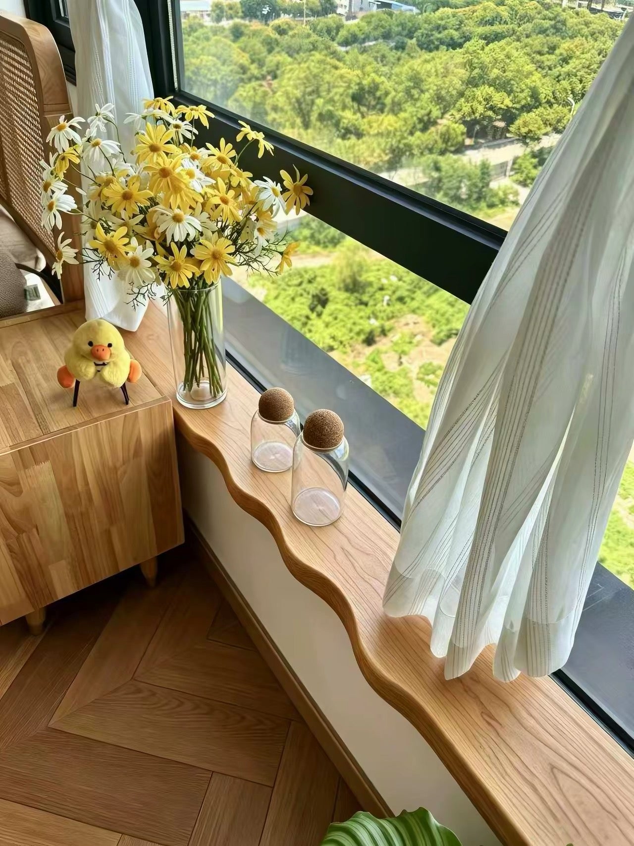 Walnut Live Edge Window Sill Shelf: Adhesive Rustic Plant Display for Home Decor