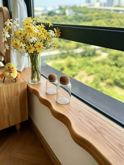 Walnut Live Edge Window Sill Shelf: Adhesive Rustic Plant Display for Home Decor