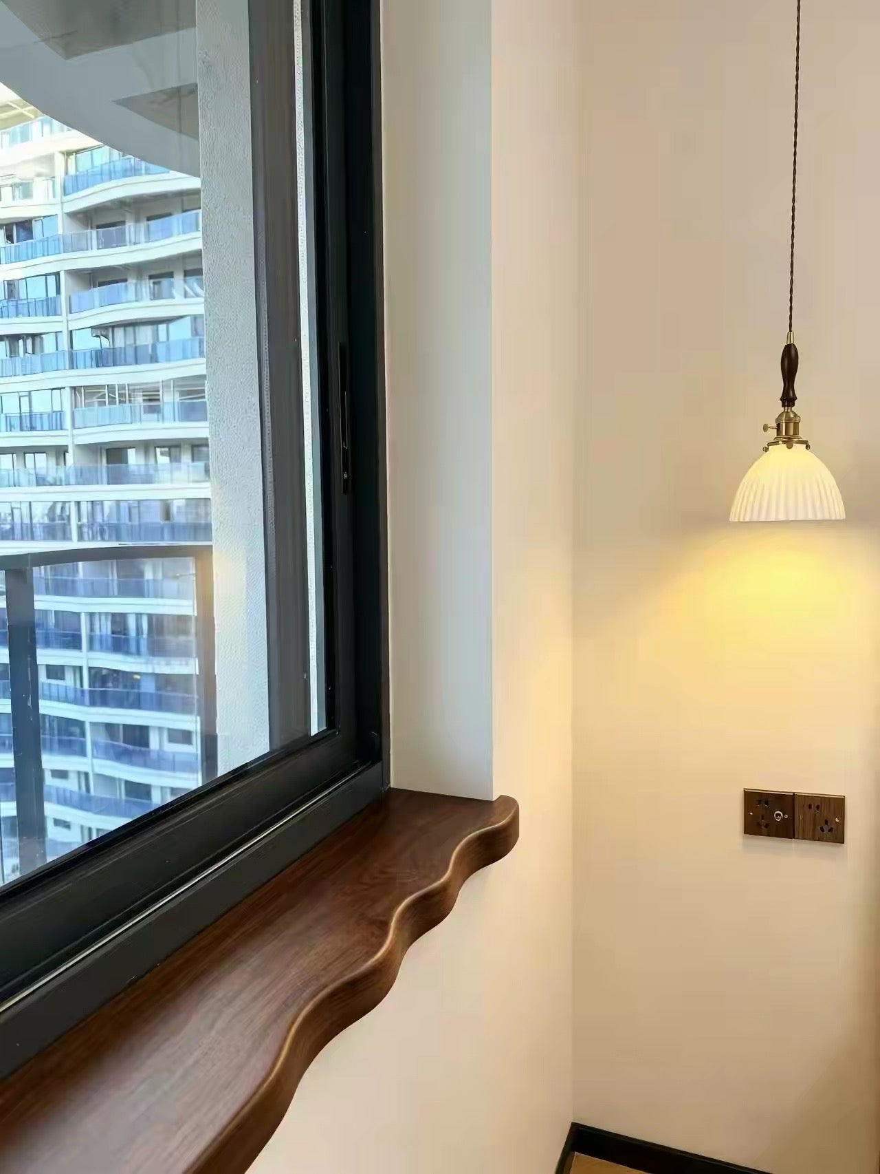 Walnut Live Edge Window Sill Shelf: Adhesive Rustic Plant Display for Home Decor