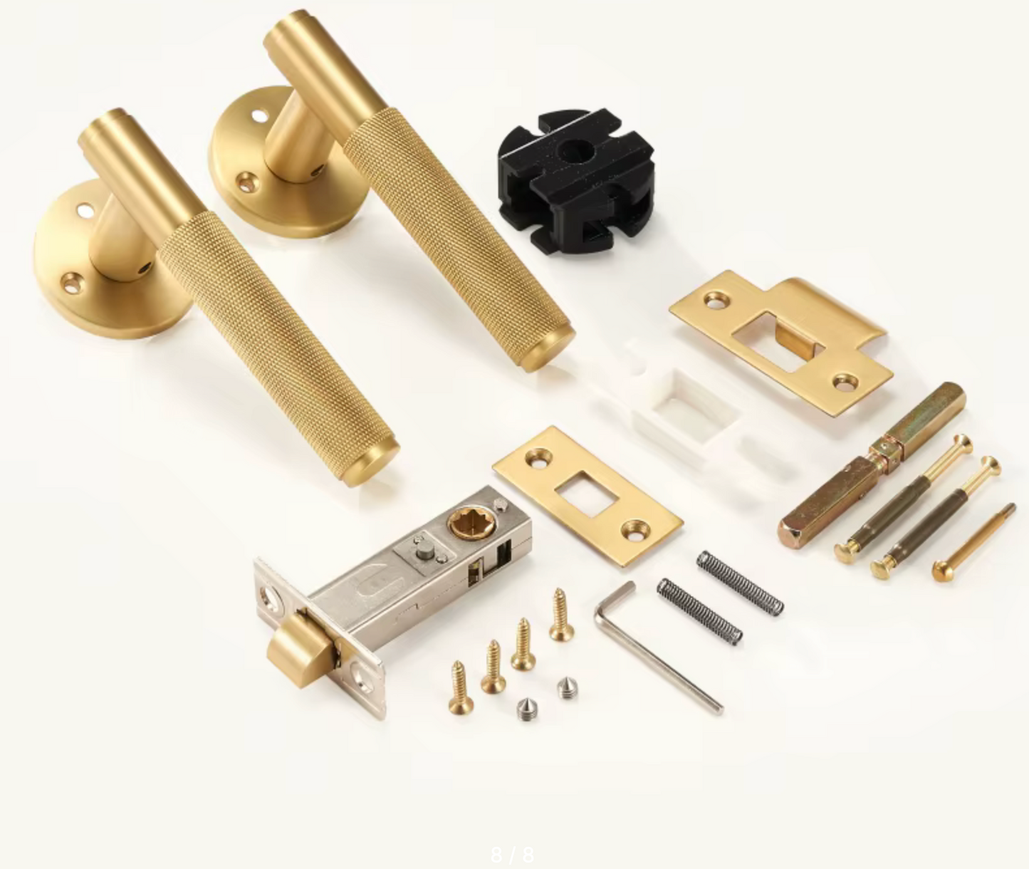 Knurled Privacy  Solid Brass Door Lever. Passage Door Handle