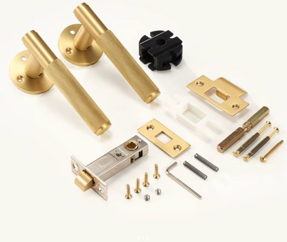 Knurled Privacy  Solid Brass Door Lever. Passage Door Handle