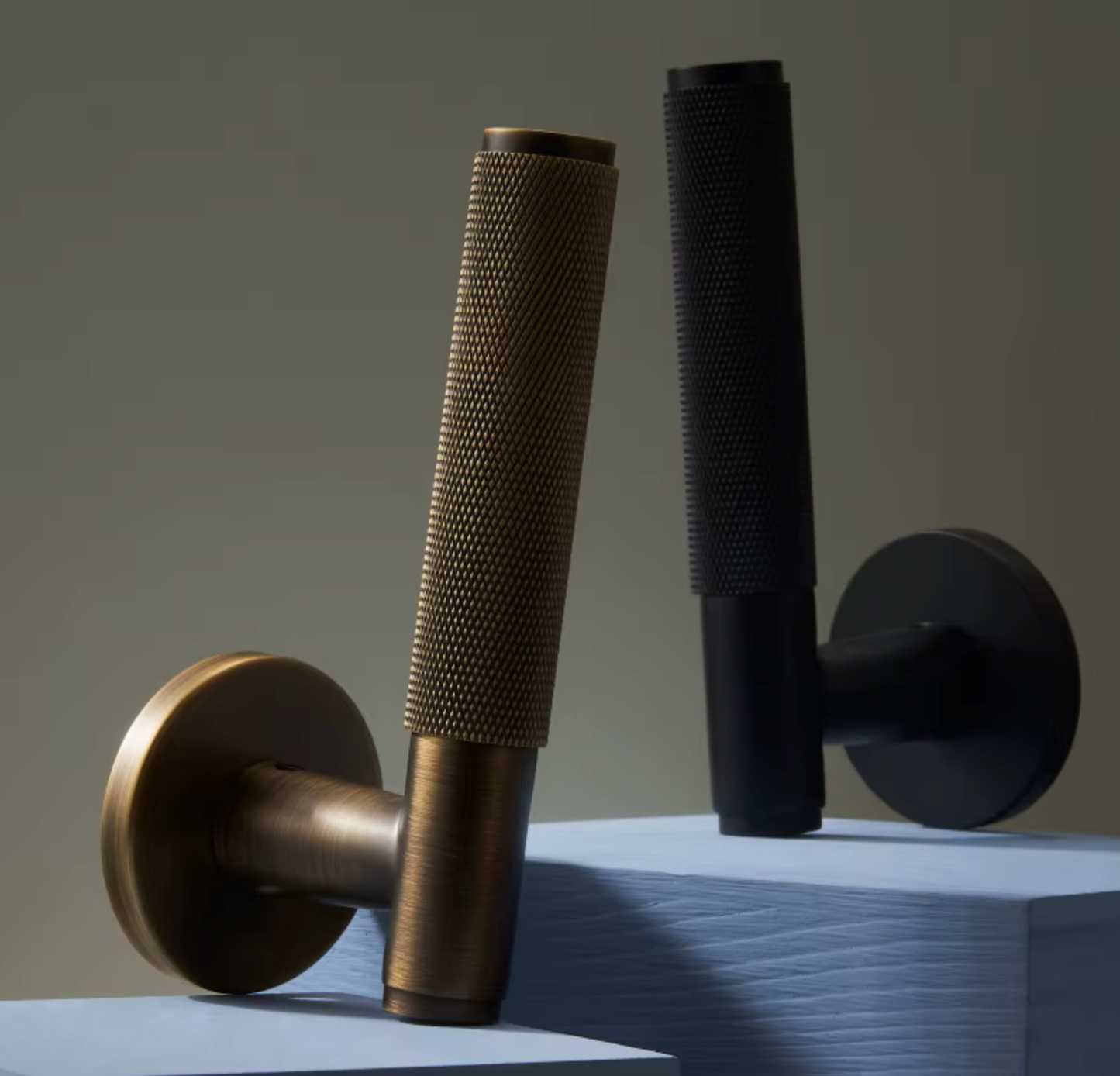 Knurled Privacy  Solid Brass Door Lever. Passage Door Handle