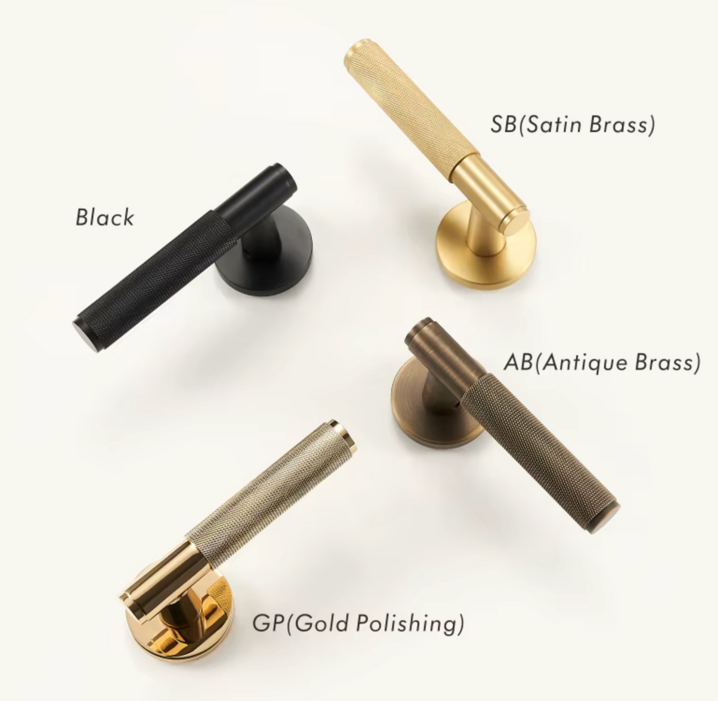 Knurled Privacy  Solid Brass Door Lever. Passage Door Handle