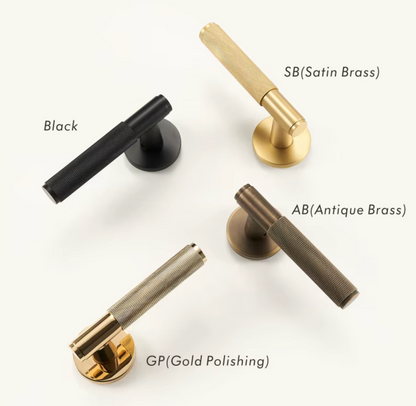 Knurled Privacy  Solid Brass Door Lever. Passage Door Handle