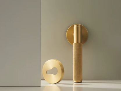 Knurled Privacy  Solid Brass Door Lever. Passage Door Handle