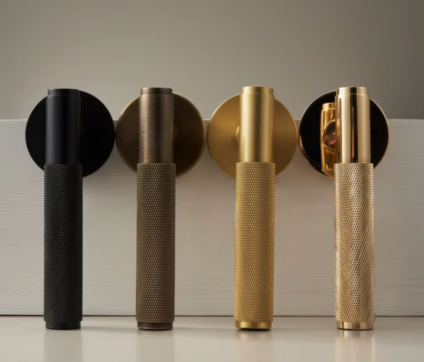 Knurled Privacy  Solid Brass Door Lever. Passage Door Handle