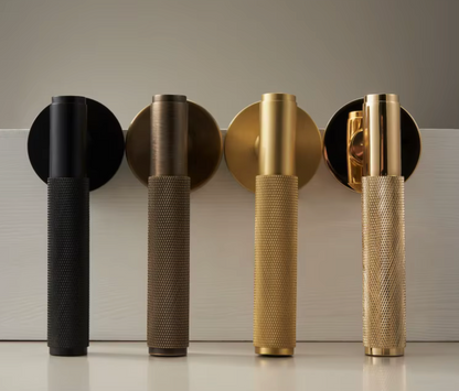 Knurled Privacy  Solid Brass Door Lever. Passage Door Handle