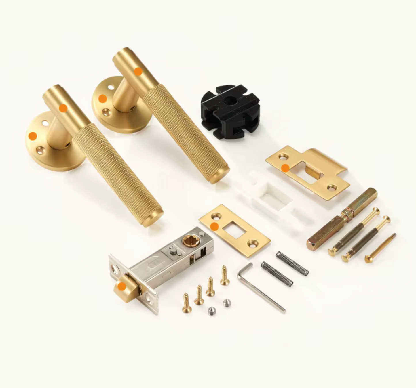 Knurled Privacy  Solid Brass Door Lever. Passage Door Handle