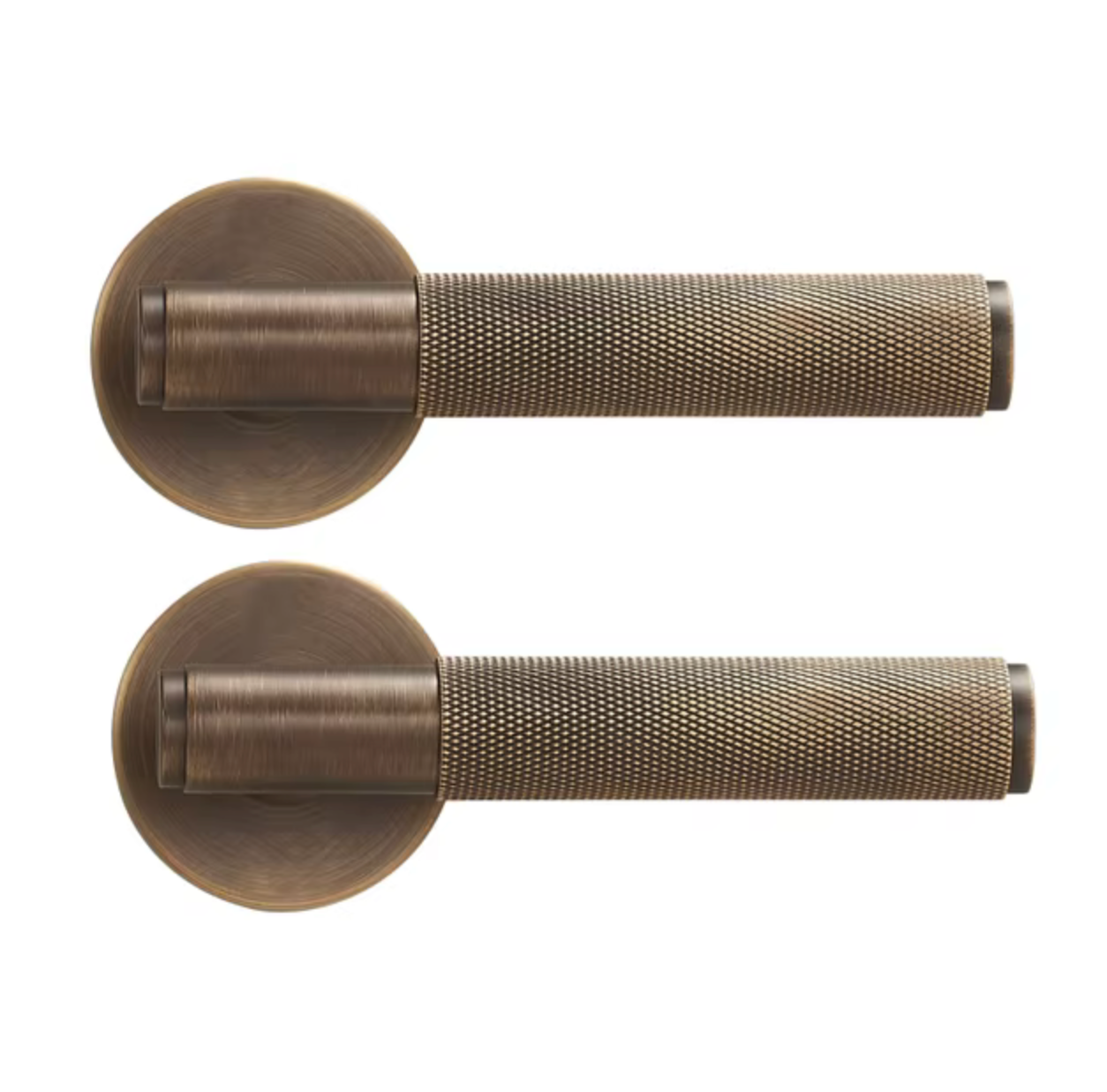 Knurled Privacy  Solid Brass Door Lever. Passage Door Handle