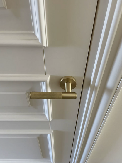 Knurled Privacy  Solid Brass Door Lever. Passage Door Handle
