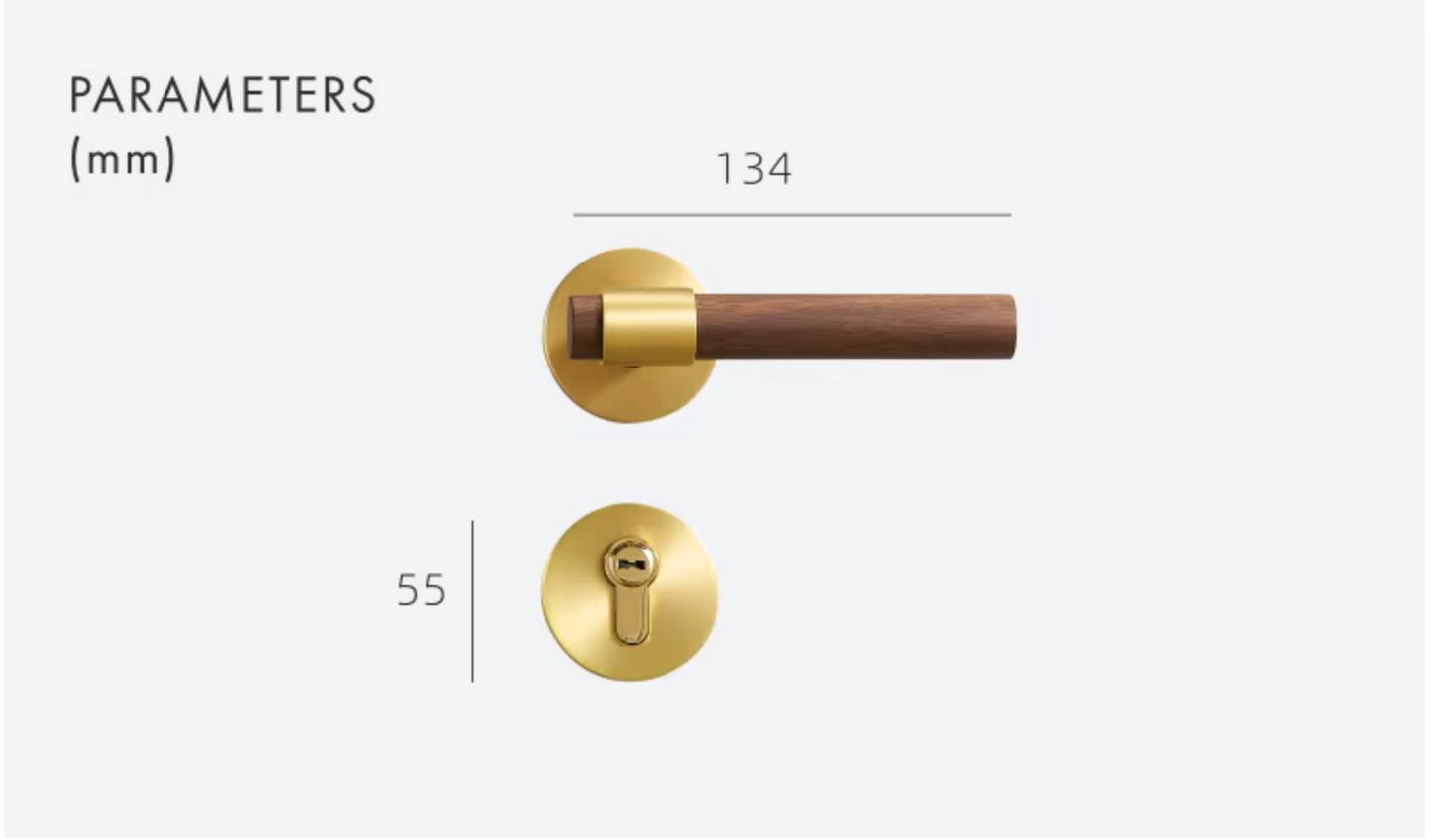 Natural Walnut Door Lever, Brass Wooden Door Handle