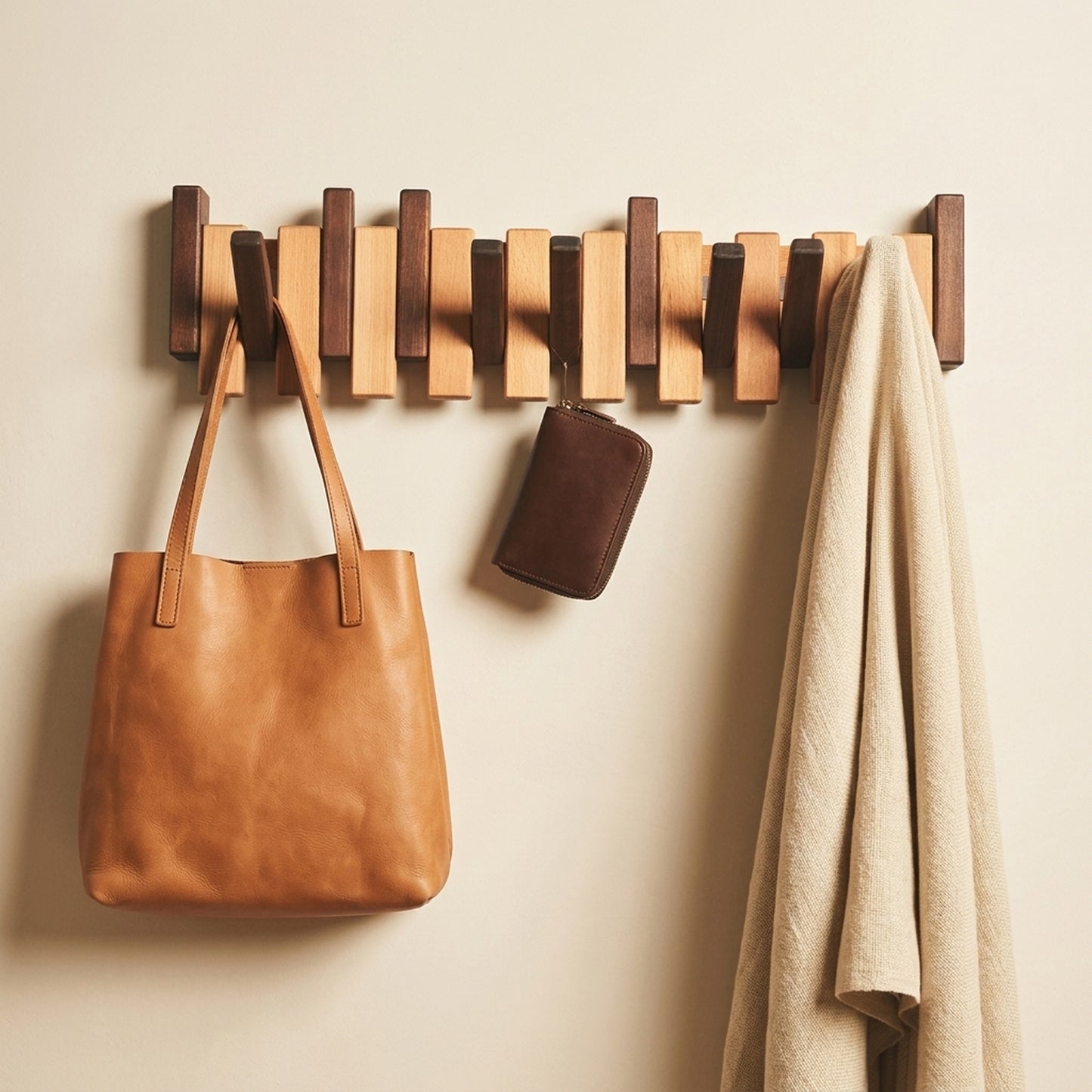 Solid Beech&Walnut Wall Organizer