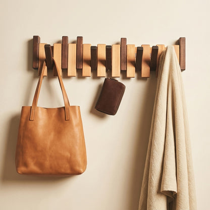 Solid Beech&Walnut Wall Organizer
