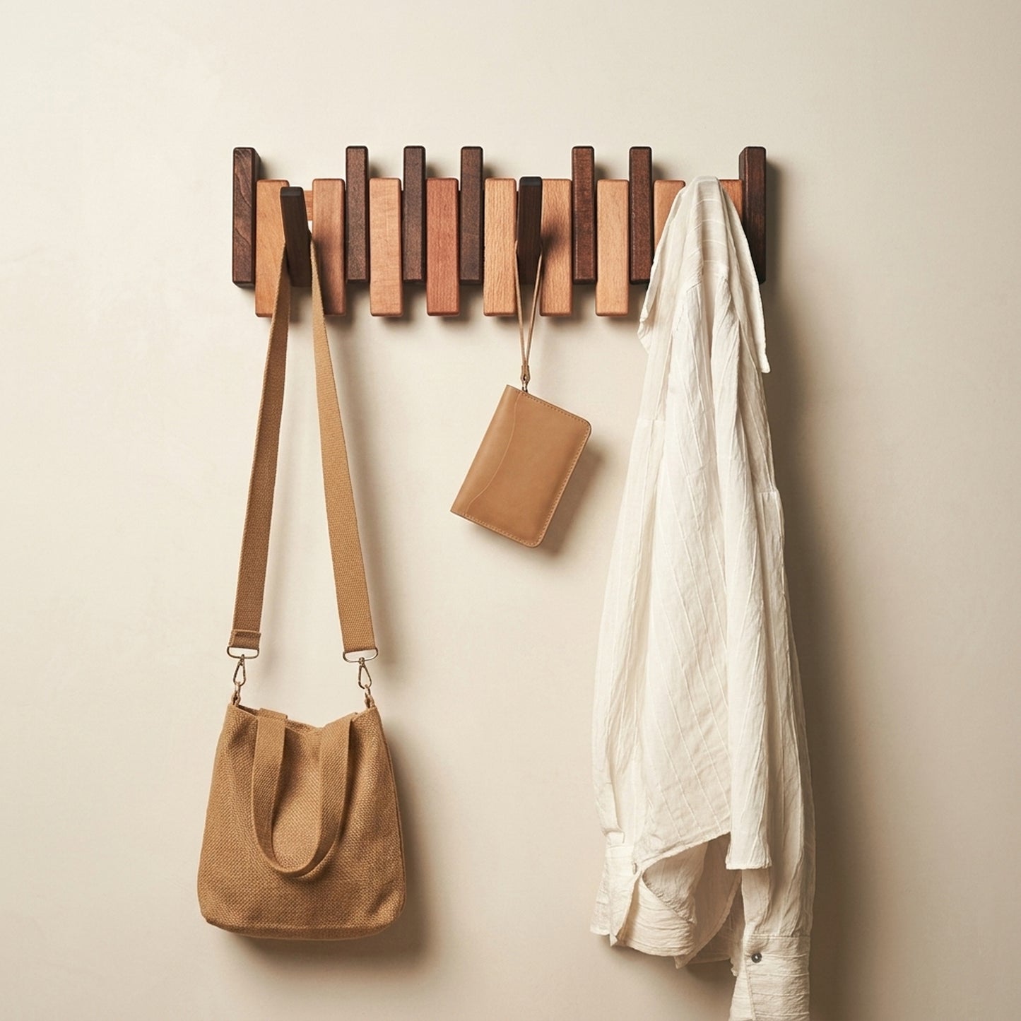 Solid Beech&Walnut Wall Organizer