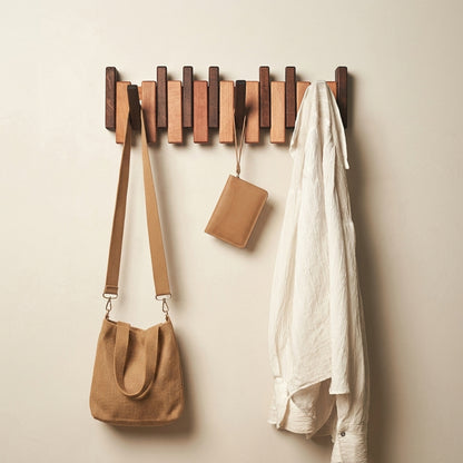Solid Beech&Walnut Wall Organizer