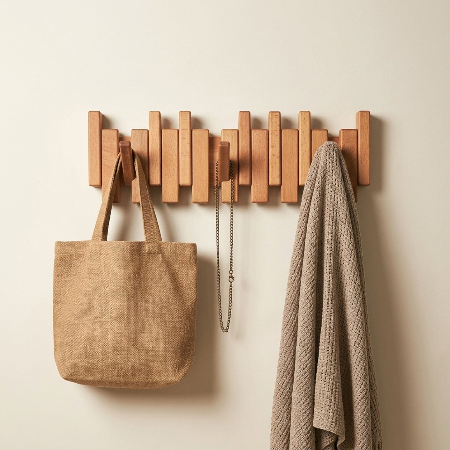 Solid Beech&Walnut Wall Organizer