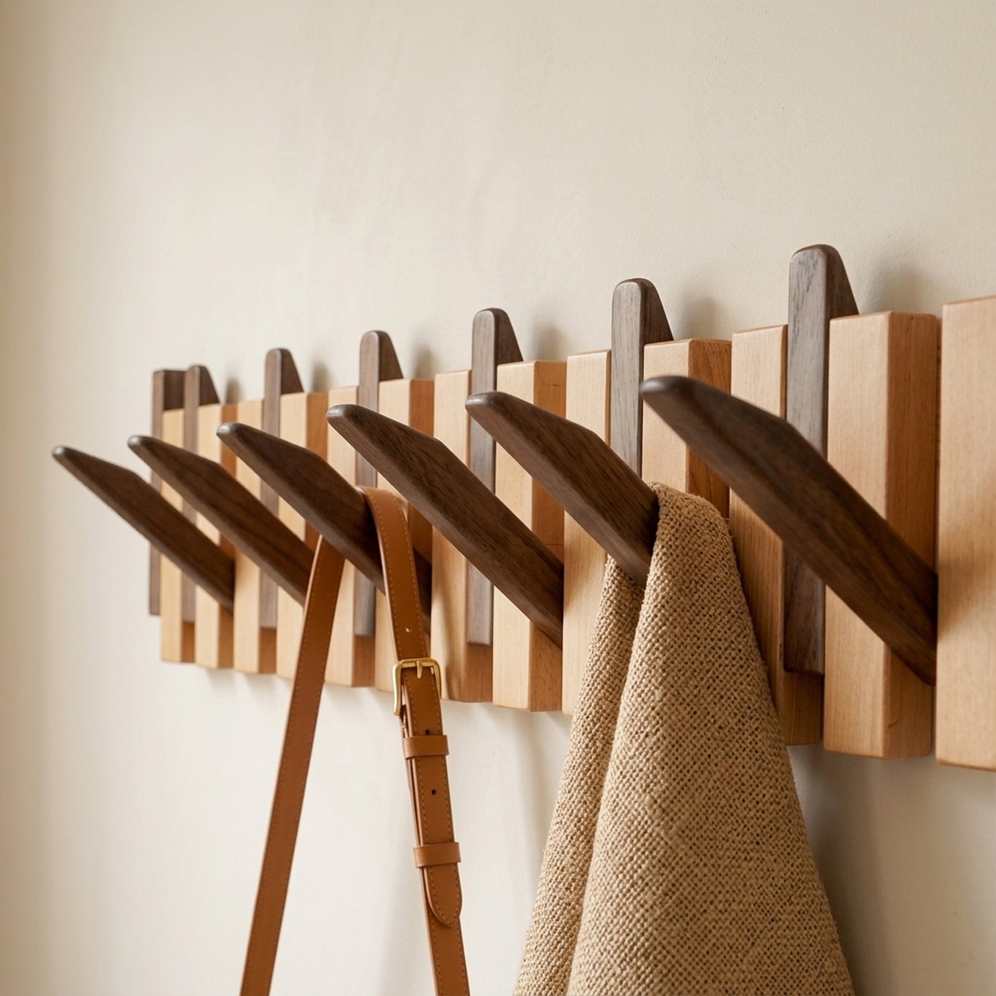 Solid Beech&Walnut Wall Organizer