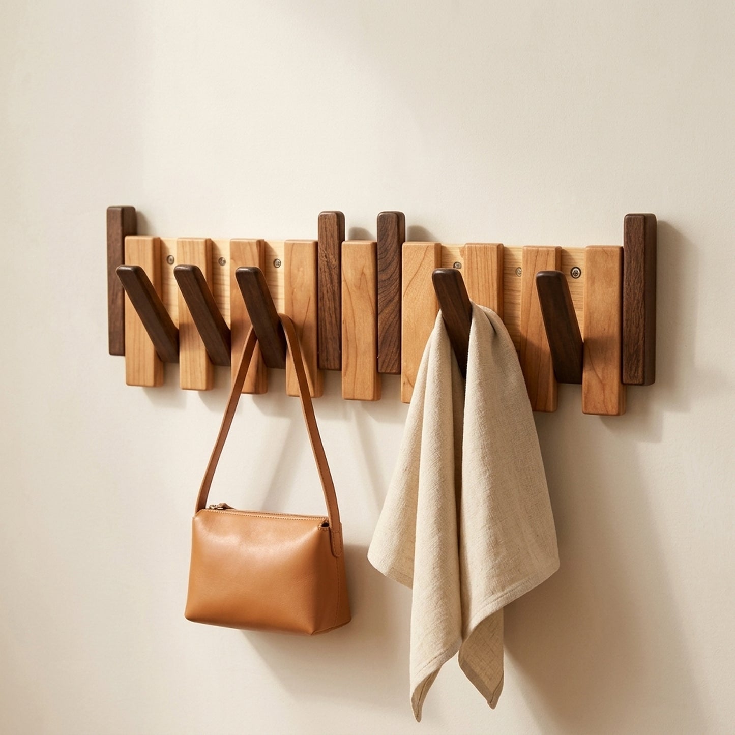 Solid Beech&Walnut Wall Organizer