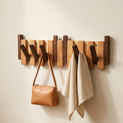 Solid Beech&Walnut Wall Organizer