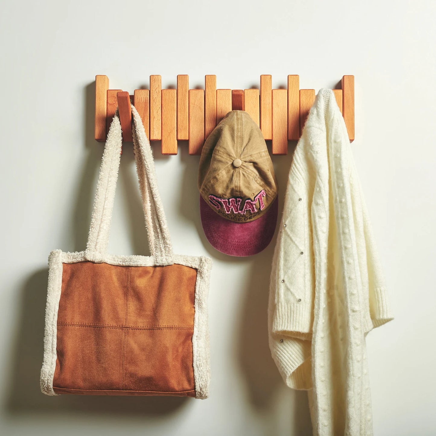 Solid Beech&Walnut Wall Organizer