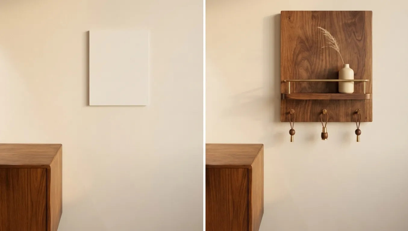 North American Walnut Meter Box Cover Shelf