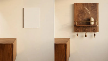 North American Walnut Meter Box Cover Shelf