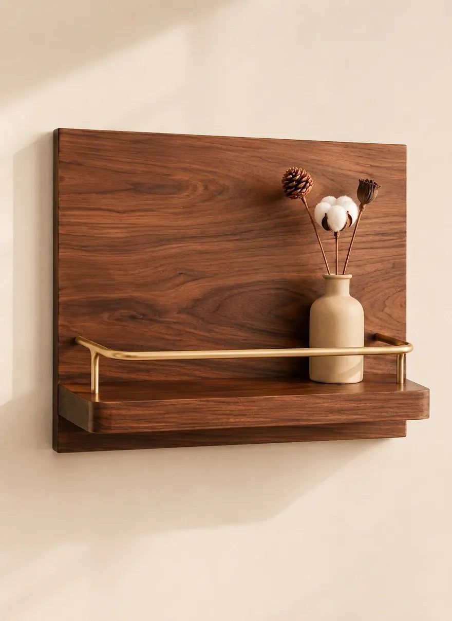 North American Walnut Meter Box Cover Shelf