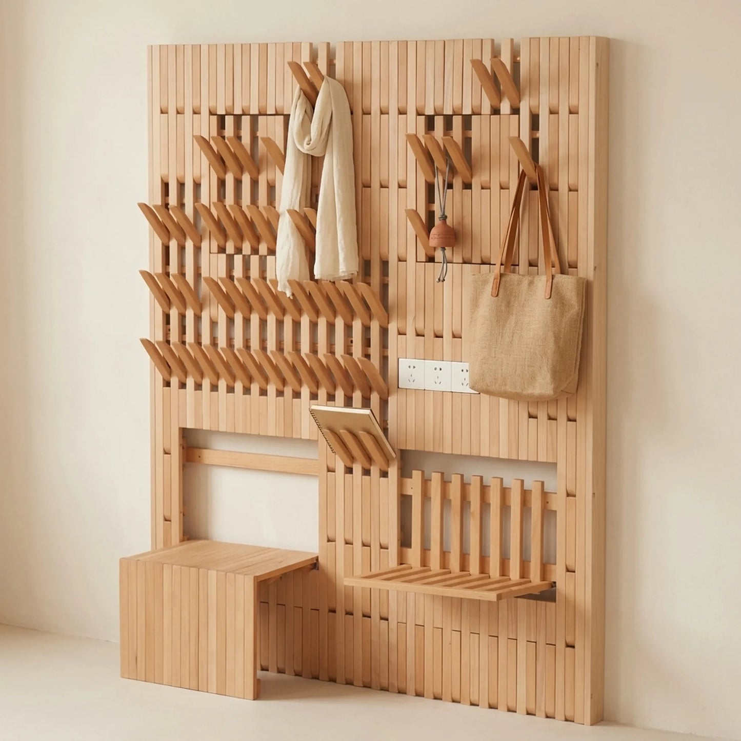 Wall Mounted Wooden Coat Rack