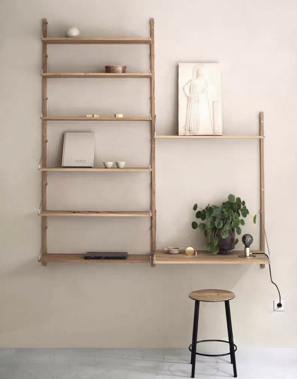 Oak Wood Modular Shelving System