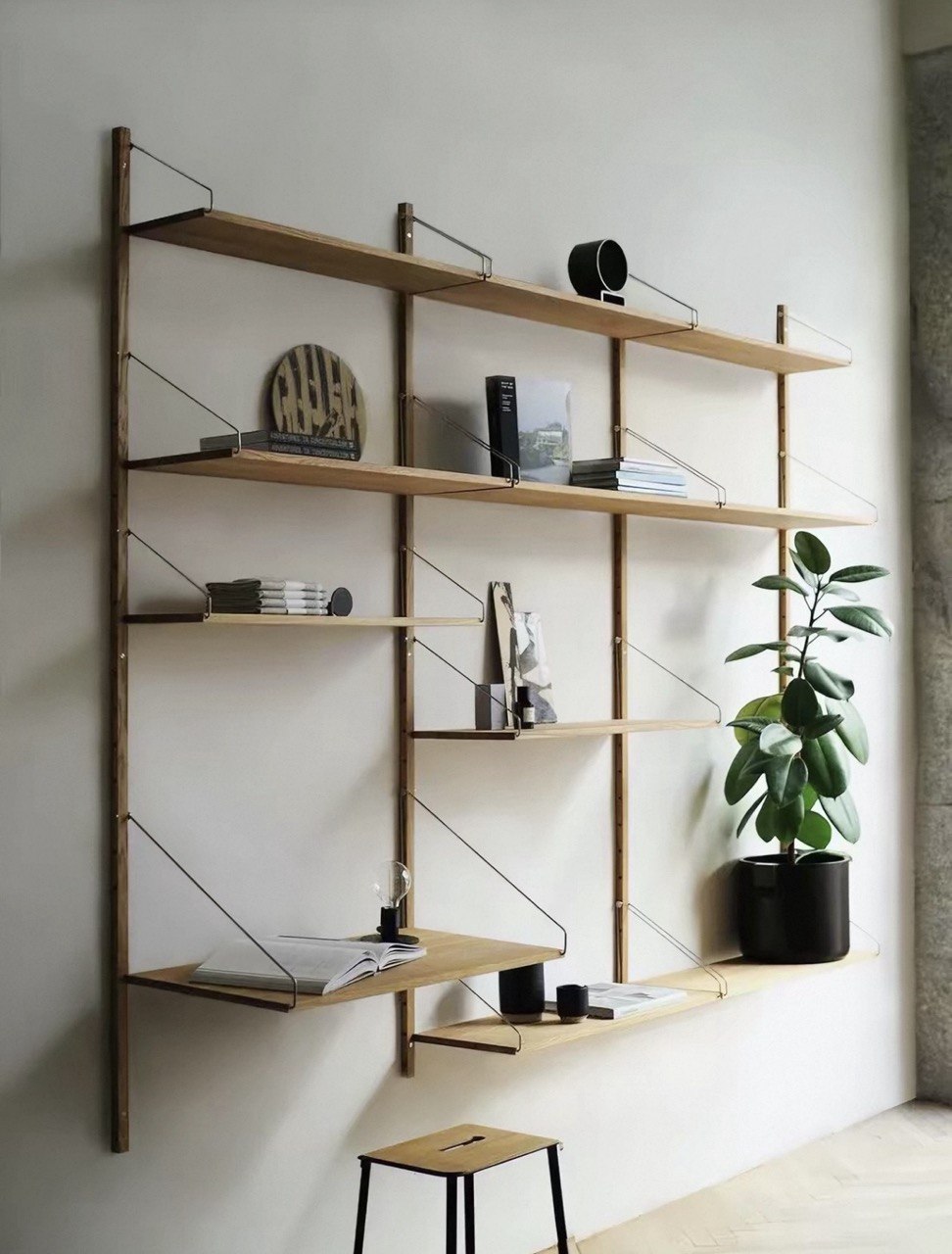 Oak Wood Modular Shelving System