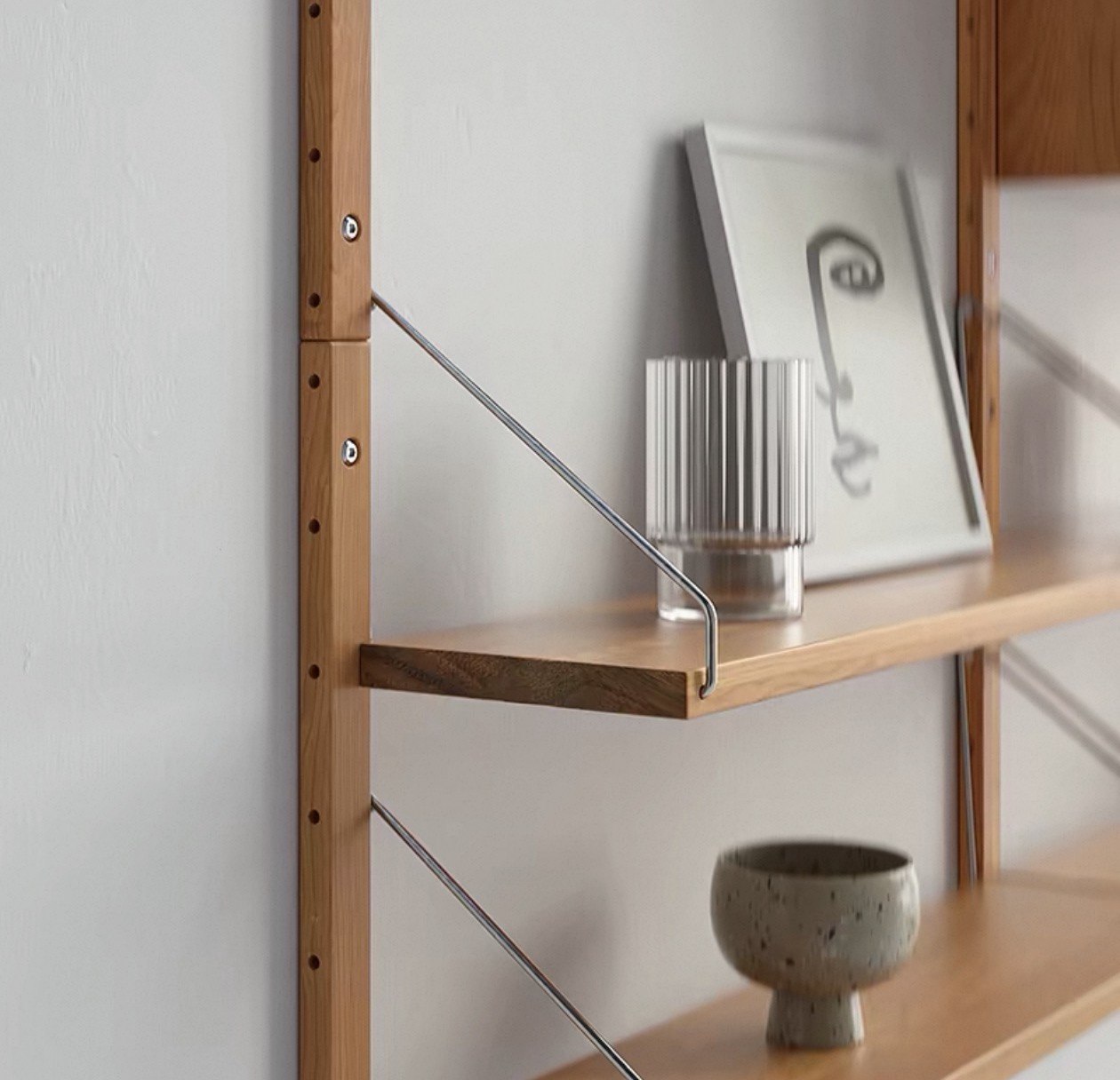 Oak Wood Modular Shelving System