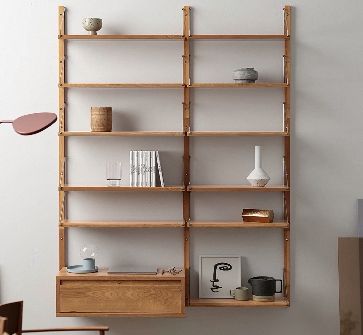 Oak Wood Modular Shelving System