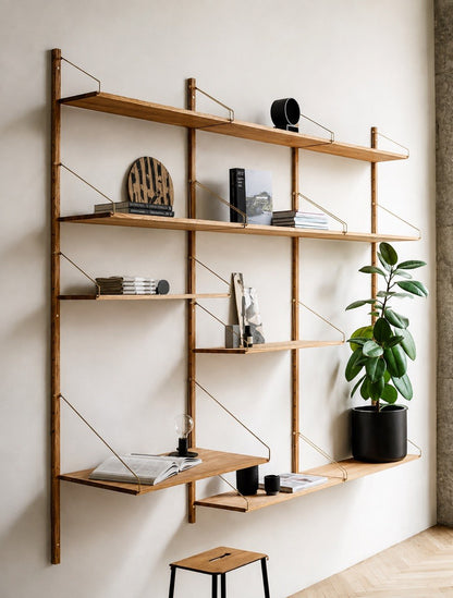 Oak Wood Modular Shelving System
